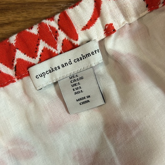Cupcake and Cashmere Two Purce Red/White Floral Linen Skirt Set SZ Large - Picture 12 of 13